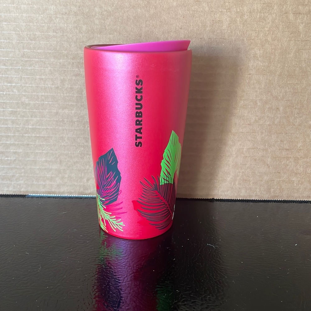Starbucks 2021 Pink Poinsettia Double Wall 12oz Ceramic Coffee Mug